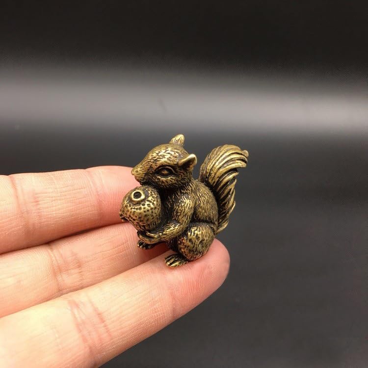 Skiennix Antique Bronze Squirrel & Rabbit Statues - Solid Copper Figurines for Desk Decoration | 2PCS Set