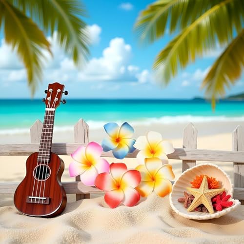 5-Piece Hawaiian Plumeria Flower Hair Clips Tropical Beach Accessories