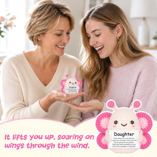 Handmade Crochet Butterfly Gift for Daughter with Heartfelt Card