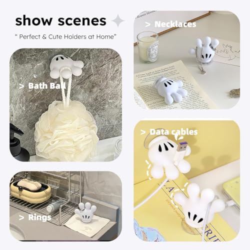 Cute Hand Toothbrush Holder with Suction Hooks - Multi-Function Bathroom Decor