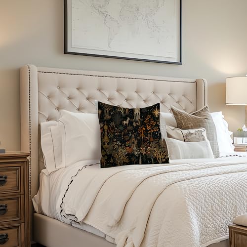 William Morris Inspired Botanical Throw Pillow Cover - Color-08, 18x18"