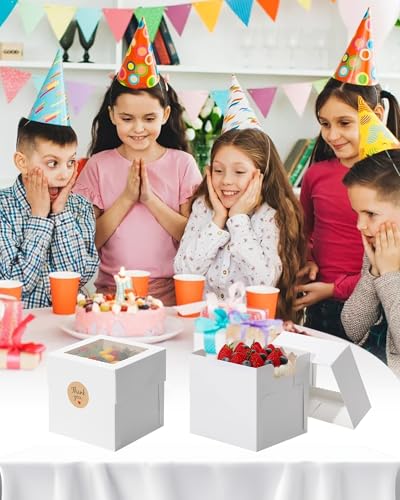 COTOPHER 6x6x6 Inch White Cake Boxes with Window - 5 Pack