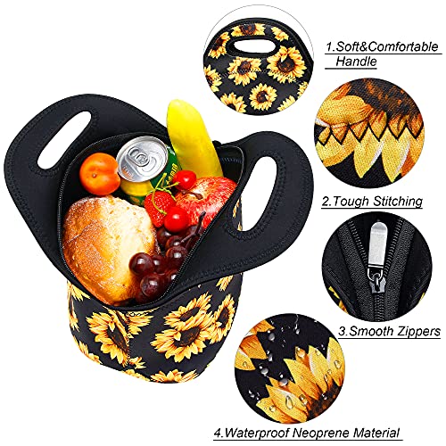 CILLA Sunflowers Insulated Neoprene Lunch Tote Bag for Women & Men, Lightweight & Washable, Picnic & Meal Prep