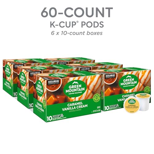 Green Mountain Coffee Roasters Caramel Vanilla Cream K-Cup Pods - 60 Count (Pack of 6) Light Roast Coffee