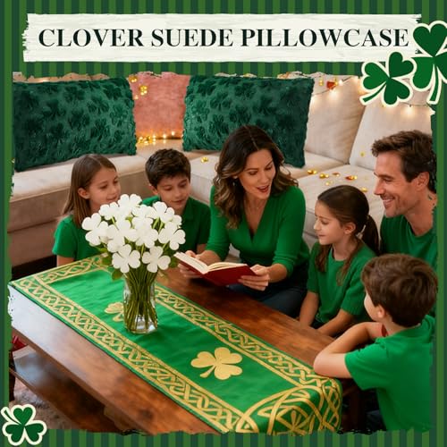 St. Patrick's Day Shamrock Pillow Cover 20x12 Inch Plush Decor