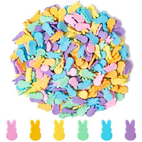 BkeeCten 240 Pcs Easter Bunny Polymer Clay Charms Pastel Macaron Colors