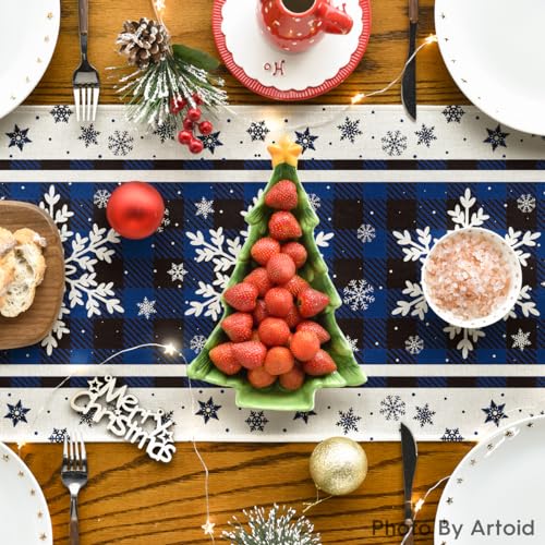 Snowflakes Christmas Table Runner 13x108 Inch Blue - Holiday Home Decor