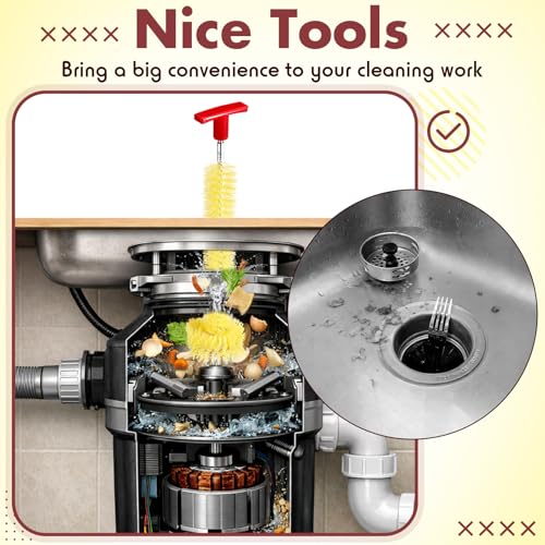Ferrochef 12'' Garbage Disposal Cleaner Brush - Stiff Bristles for Easy Drain Cleaning