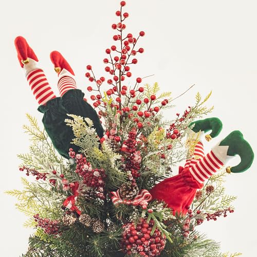 4pcs Large Christmas Elf Legs for Tree Topper & Holiday Decor - 24-Inch