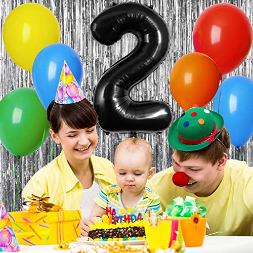 Black Number 2 Foil Balloon 40 Inch Giant Birthday Party Decoration