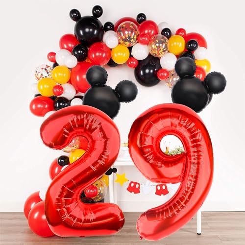 40 Inch Red Number 9 Balloon with Mini Mouse Head for Birthday Decor