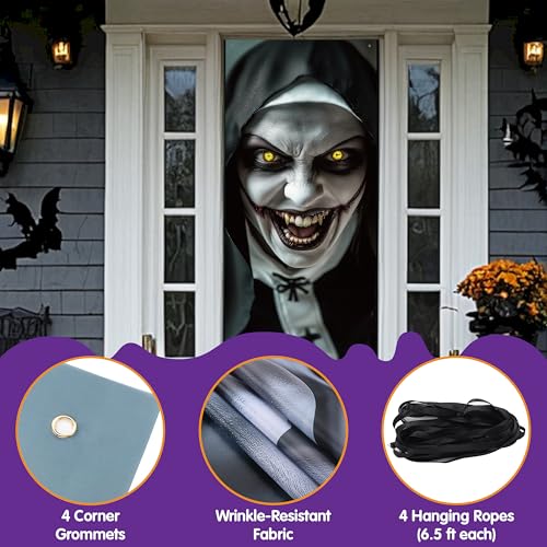 3D Zombie Nun Halloween Door Cover Decoration - 80x28 inches