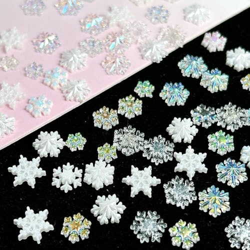 100Pcs Christmas 3D Resin Snowflake Nail Art Charms Rhinestones