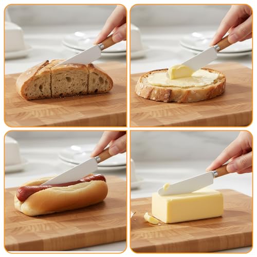 Tyqour 2-Piece Butter Knife Set with Wooden Handle for Smooth Spreading