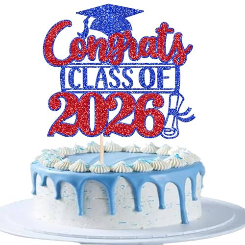 Class of 2026 Glitter Graduation Cake Topper