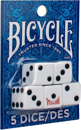Bicycle 5-Pack Premium D6 Dice Set for Poker & Games - 16mm