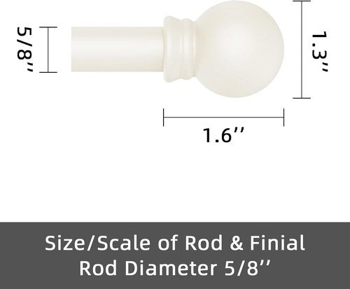 GXOACKJ Decorative Curtain Rods - Heavy Duty Metal, Ivory White, 32-62 Inch with Brackets