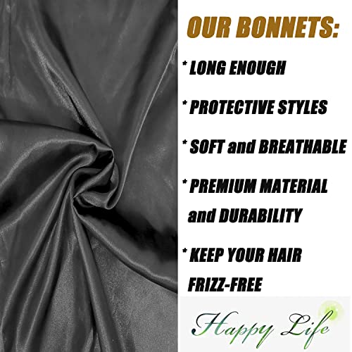 Extra Large Satin Braid Bonnet for Sleeping, 27-Inch Long Hair Wrap Cap