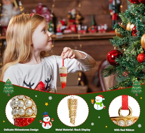 Charming Lipstick Christmas Ornament with Rhinestones for Tree