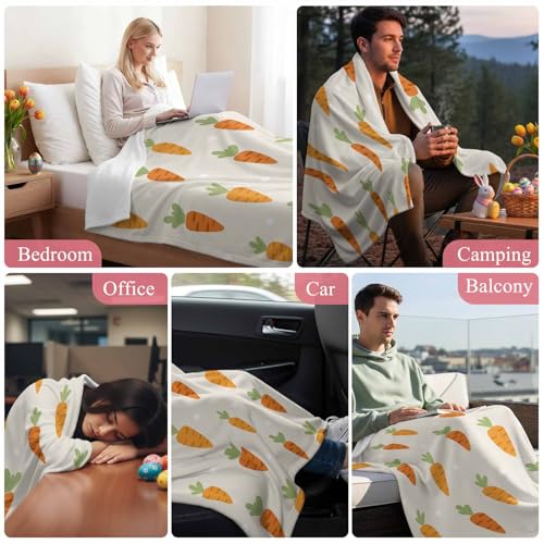Easter Throw Blanket 40x50 Inch Cozy Flannel Fleece Carrot Design for Couch Bed Sofa