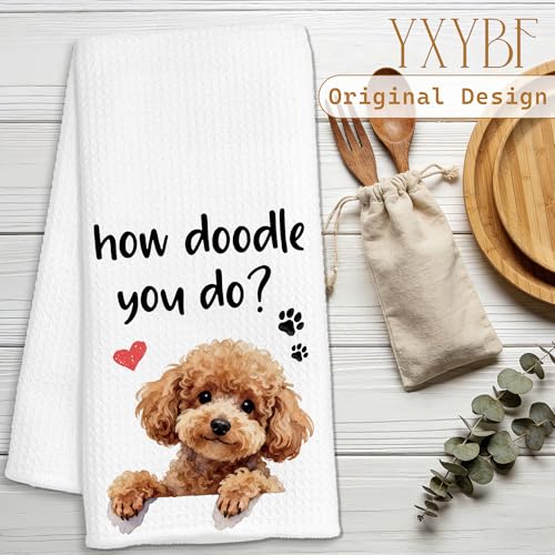 Dog-04 Funny Doodle Hand Kitchen Towel 16x24 Inches, Dog Mom Dad Gift