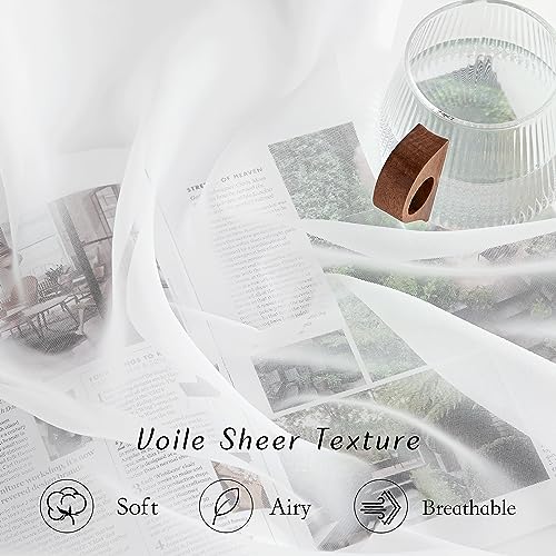 NICETOWN Airy Sheer Curtains - 54x54 Inch Grommet Voile Panels, Ivory, Set of 2