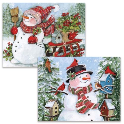 Christmas Greeting Cards Set with Envelopes - Festive Snow & Evergreen Design