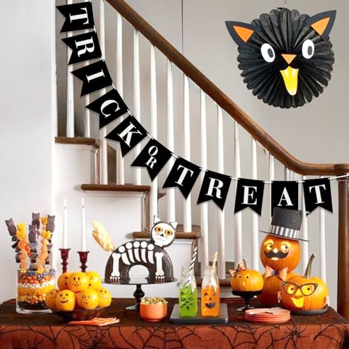 JijAcraft Halloween Trick or Treat Paper Banner - Pre-Strung Decor