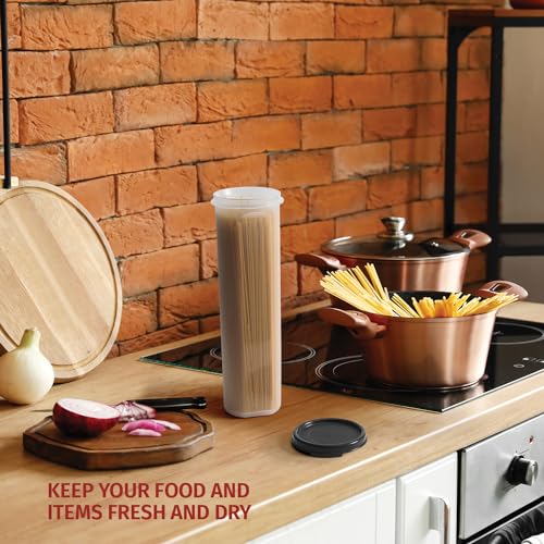 Black Tall Clear Pasta Container with Lid - Airtight Food Storage