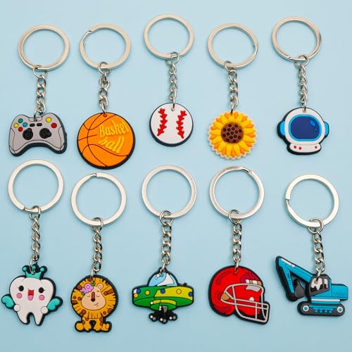 Canberly 30pcs Cute Non-Repeating Keychains for Classrooms & Parties