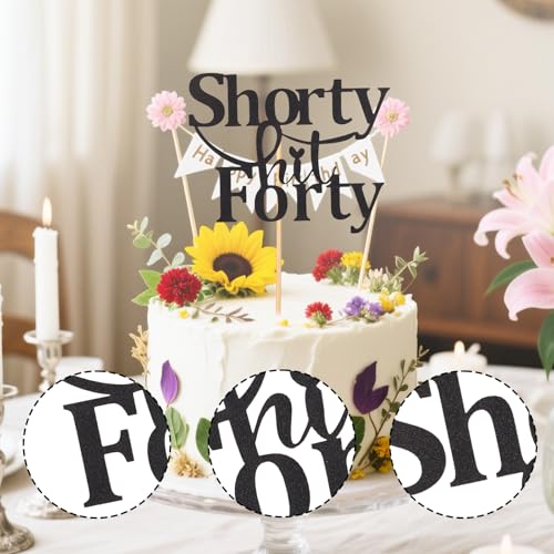 Elegant Black Glitter 40th Birthday Cake Topper for Men & Women