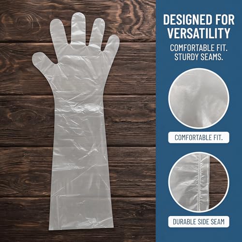 Long Disposable Gloves - 50 Count Elbow-Length Cleaning Sleeves