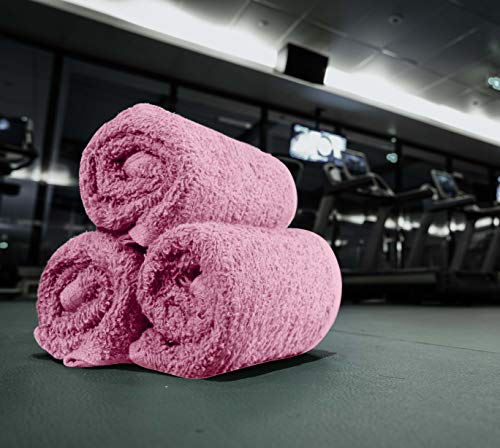 Pink 24 Pack Cotton Washcloths 12x12 Inches - Soft Absorbent Towels