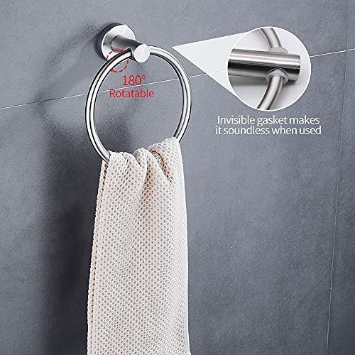 Mdvora 2pcs Brushed Nickel Bathroom Hardware Set: Towel Ring & TP Holder