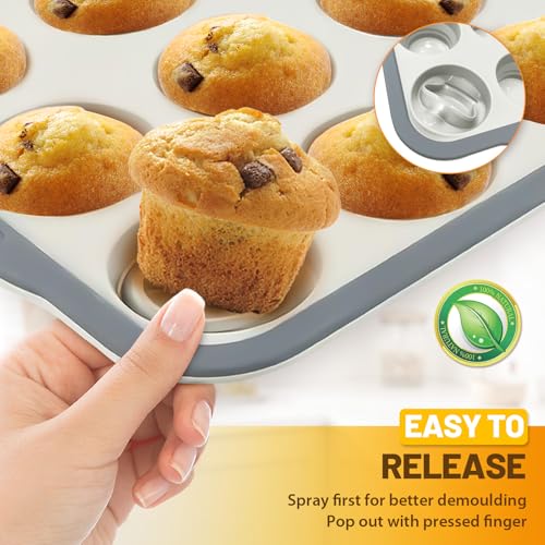 Non-Stick Silicone Muffin Pan - 12-Cup BPA-Free Baking Tray