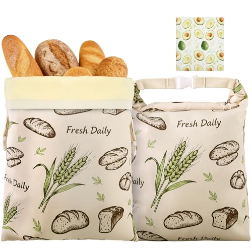 Reusable Beeswax Bread Bags - 2 Pack for Sourdough & Artisan Bread 17x13 In
