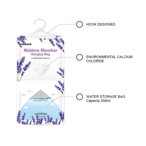 CANAGER Moisture Absorber -12 Pack,Lavender Vanilla Hanging Humidity Bag,Home,Car, and Closet Dehumidifiers and Deodorizers (12.5OZ)