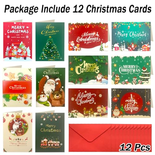 Christmas Cookie Gift Boxes with Window & Greeting Cards - 12 Pack