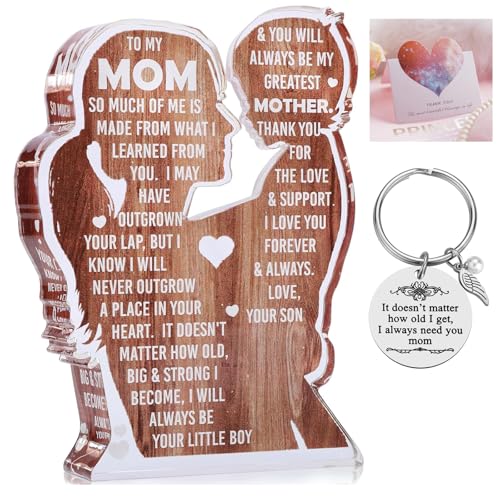 Acrylic Desk Decor Plaque with Keychain & Card for Mom