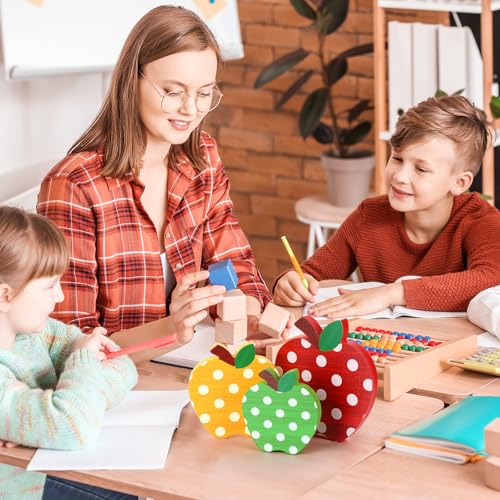 Wooden Apple Table Signs - 3-Piece Retro Back to School Decor Set