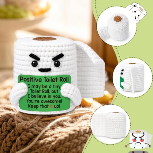 Funny Positive Crochet Gag Gift - Handmade Mini Toilet Roll