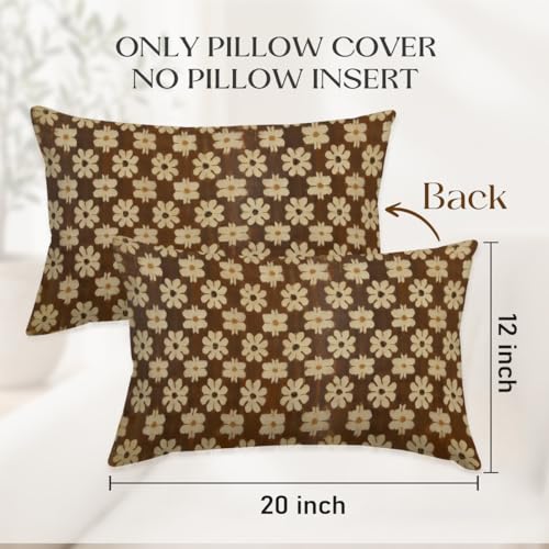 Vintage Floral Throw Pillow Cover 12x20 - Soft Flannel Cushion