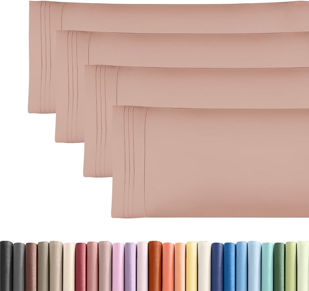 Skiennix Body Pillowcases Set of 4 | Soft & Cozy 20x54 Long Pillow Covers for Side Sleepers - Machine Washable, Fade-Free (Mauve)