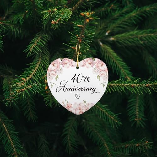 40th Anniversary Ceramic Ornament Gift for Couples, Parents, Husband, and Wife