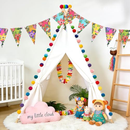 Hawaiian Bunting Banner 39ft - Tropical Party Decorations, 4 Pack