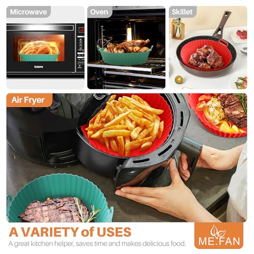 ME.FAN Reusable Silicone Air Fryer Liners for 4-7 QT - 2 Pack