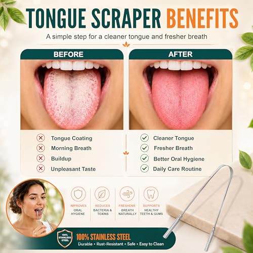 Glam by Dalip Stainless Steel Tongue Scraper with Travel Case