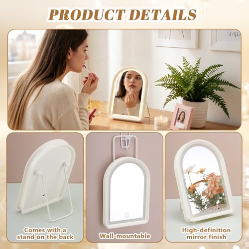 Junkin LED Makeup Mirror Set with Light & Hairbrushes - 3 Pcs