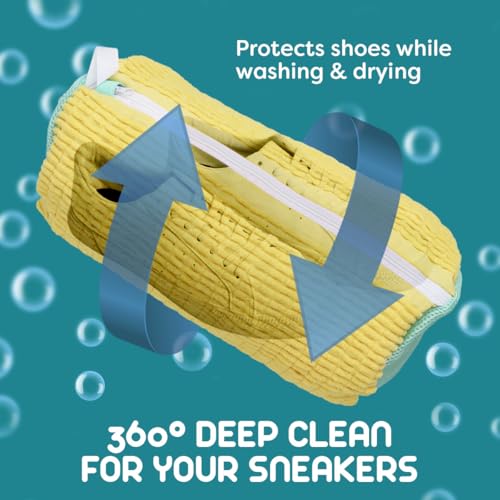 ZENO Yellow Shoe Washing Machine Bag - 2pcs Reusable Sneaker Cleaner