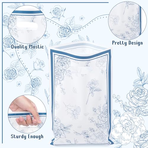 50 Pcs Vintage Floral Blue & White Party Favor Bags